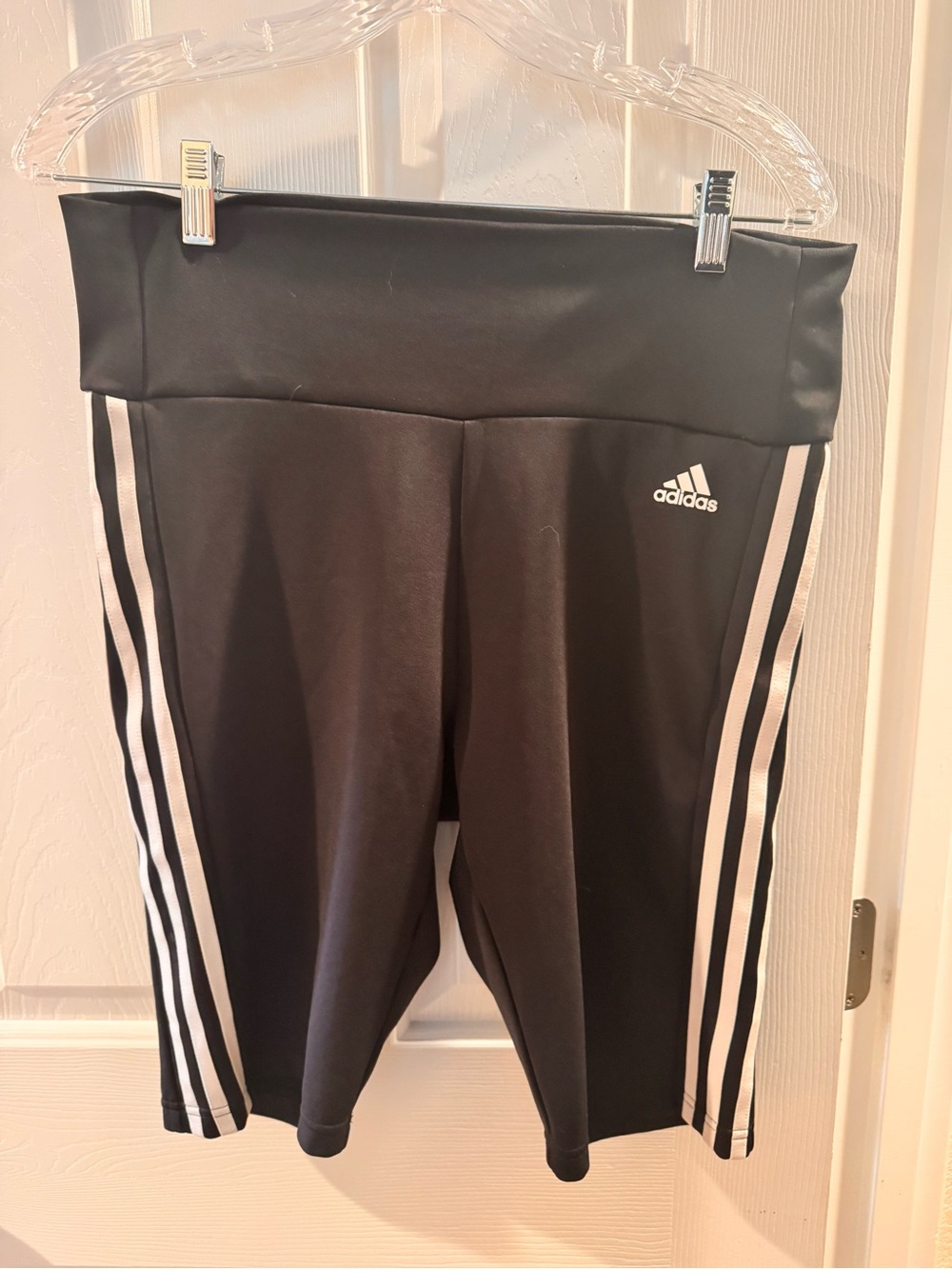 adidas Black Athletic Shorts with White Stripes